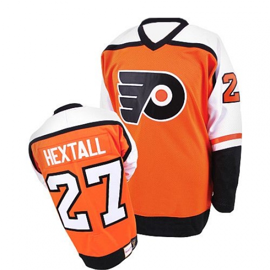 Men's Mitchell and Ness Philadelphia Flyers 27 Ron Hextall Authentic Orange Throwback NHL Jersey