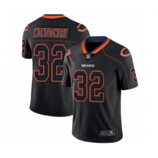 Men's Chicago Bears 32 David Montgomery Limited Lights Out Black Rush Football Jersey