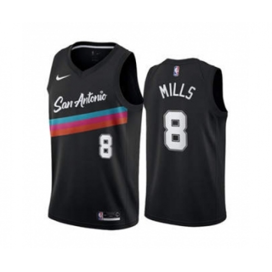 Men's San Antonio Spurs 8 Patty Mills Black City Edition Fiesta 2020-21 Stitched Basketball Jersey