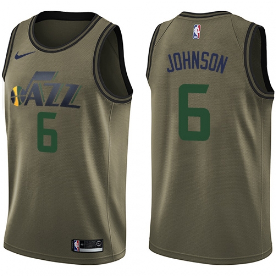 Men's Nike Utah Jazz 6 Joe Johnson Green Salute to Service NBA Swingman Jersey