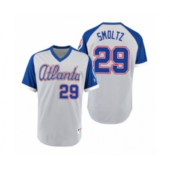 Men's Braves 29 John Smoltz Gray Royal 1979 Turn Back the Clock Authentic Jersey