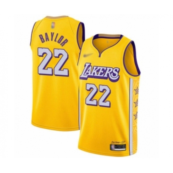 Women's Los Angeles Lakers 22 Elgin Baylor Swingman Gold Basketball Jersey - 2019 20 City Edition