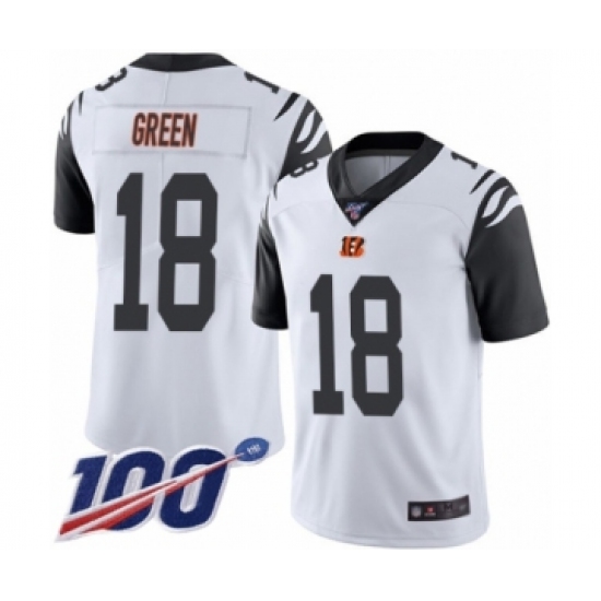 Men's Cincinnati Bengals 18 A.J. Green Limited White Rush Vapor Untouchable 100th Season Football Jersey