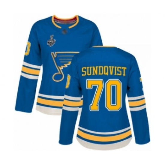 Women's St. Louis Blues 70 Oskar Sundqvist Authentic Navy Blue Alternate 2019 Stanley Cup Final Bound Hockey Jersey