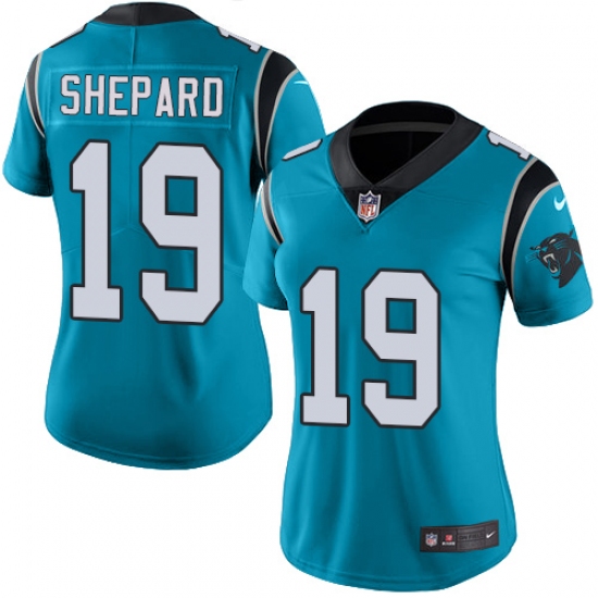 Women's Nike Carolina Panthers 19 Russell Shepard Limited Blue Rush Vapor Untouchable NFL Jersey