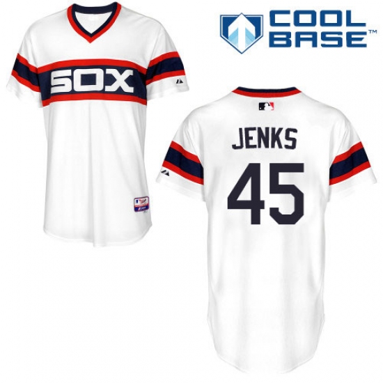 Men's Majestic Chicago White Sox 45 Bobby Jenks White Alternate Flex Base Authentic Collection MLB Jersey