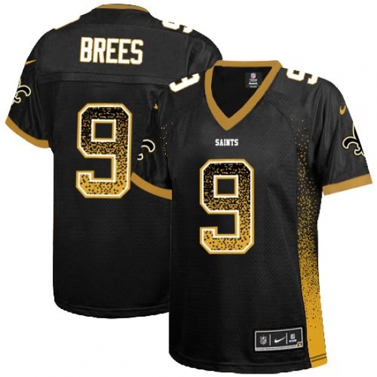 Women's Nike New Orleans Saints 9 Drew Brees Elite Black Drift Fashion NFL Jersey