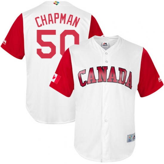 Men's Canada Baseball Majestic 50 Kevin Chapman White 2017 World Baseball Classic Replica Team Jersey