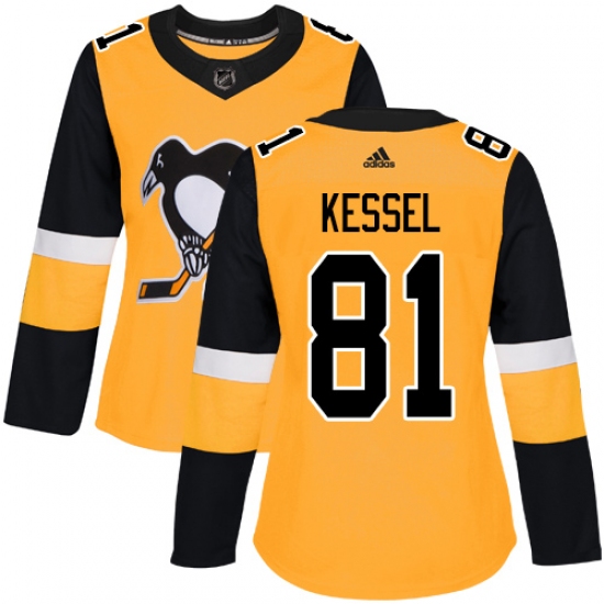 Women's Adidas Pittsburgh Penguins 81 Phil Kessel Authentic Gold Alternate NHL Jersey