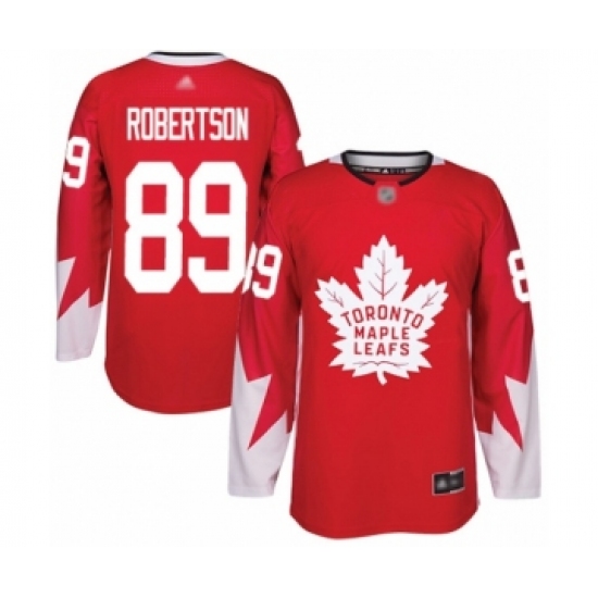 Men's Toronto Maple Leafs 89 Nicholas Robertson Authentic Red Alternate Hockey Jersey