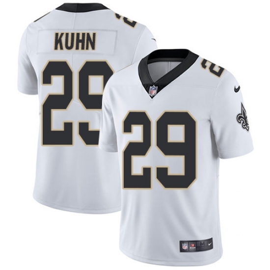 Men's Nike New Orleans Saints 29 John Kuhn White Vapor Untouchable Limited Player NFL Jersey