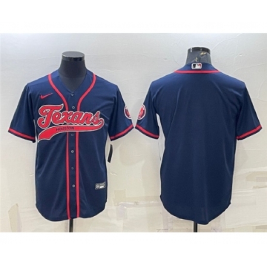 Men's Houston Texans Blank Navy With Patch Cool Base Stitched Baseball Jersey