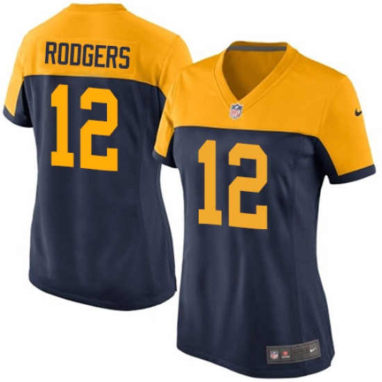 Women's Nike Green Bay Packers 12 Aaron Rodgers Limited Navy Blue Alternate NFL Jersey