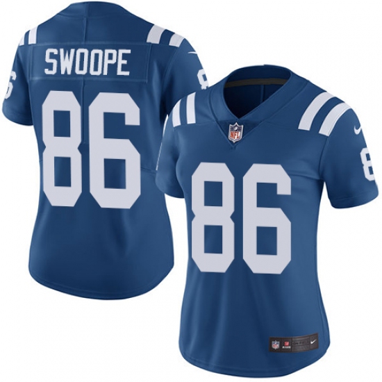 Women's Nike Indianapolis Colts 86 Erik Swoope Elite Royal Blue Team Color NFL Jersey