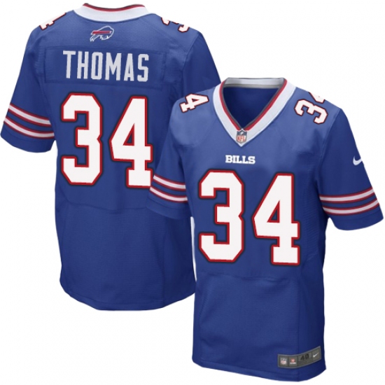 Men's Nike Buffalo Bills 34 Thurman Thomas Elite Royal Blue Team Color NFL Jersey