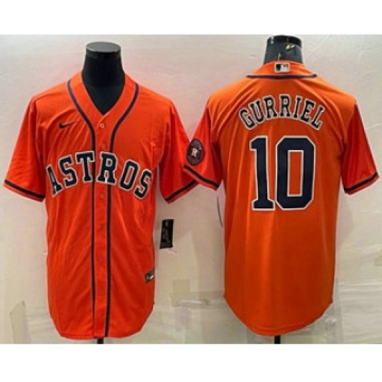 Men's Houston Astros 10 Yuli Gurriel Orange With Patch Stitched MLB Cool Base Nike Jersey