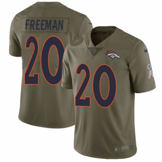 Youth Nike Denver Broncos 20 Royce Freeman Limited Olive 2017 Salute to Service NFL Jersey