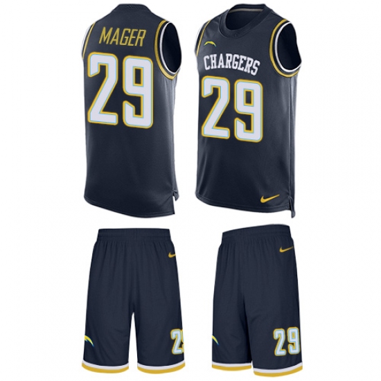 Men's Nike Los Angeles Chargers 29 Craig Mager Limited Navy Blue Tank Top Suit NFL Jersey