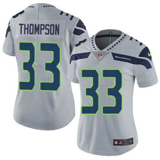 Women's Nike Seattle Seahawks 33 Tedric Thompson Grey Alternate Vapor Untouchable Limited Player NFL Jersey