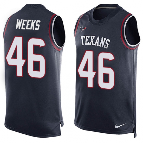 Men's Nike Houston Texans 46 Jon Weeks Limited Navy Blue Player Name & Number Tank Top NFL Jersey