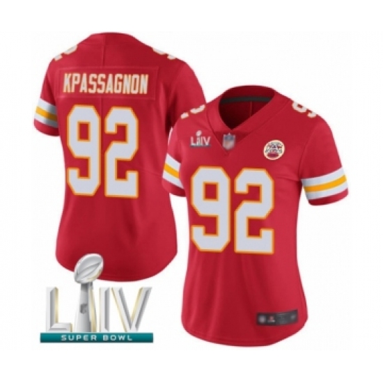 Women's Kansas City Chiefs 92 Tanoh Kpassagnon Red Team Color Vapor Untouchable Limited Player Super Bowl LIV Bound Football Jersey