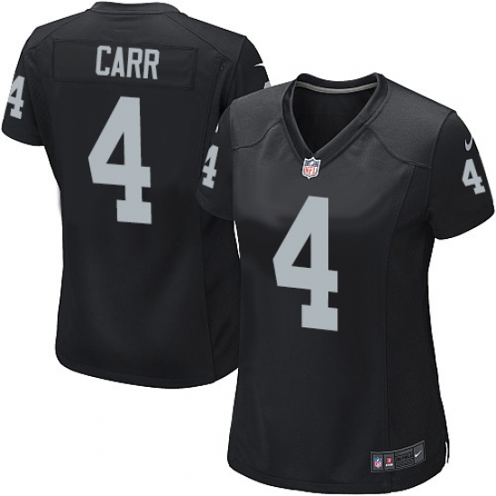 Women's Nike Oakland Raiders 4 Derek Carr Game Black Team Color NFL Jersey