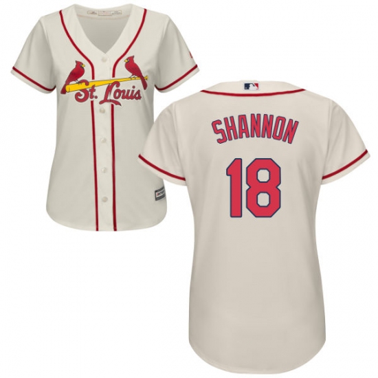 Women's Majestic St. Louis Cardinals 18 Mike Shannon Authentic Cream Alternate Cool Base MLB Jersey