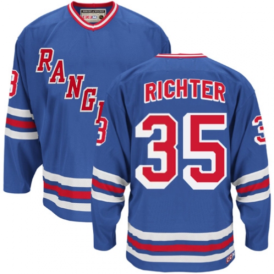 Men's CCM New York Rangers 35 Mike Richter Authentic Royal Blue Heroes of Hockey Alumni Throwback NHL Jersey