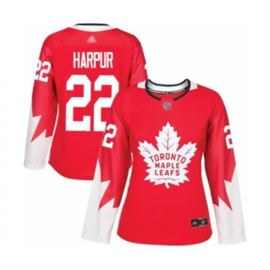 Women's Toronto Maple Leafs 22 Ben Harpur Authentic Red Alternate Hockey Jersey