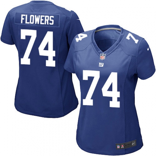 Women's Nike New York Giants 74 Ereck Flowers Game Royal Blue Team Color NFL Jersey