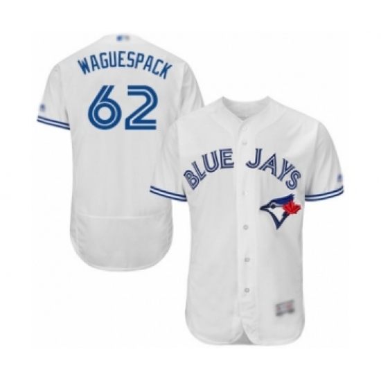 Men's Toronto Blue Jays 62 Jacob Waguespack White Home Flex Base Authentic Collection Baseball Player Jersey