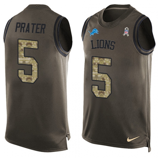 Men's Nike Detroit Lions 5 Matt Prater Limited Green Salute to Service Tank Top NFL Jersey