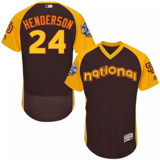 Men's Majestic San Diego Padres 24 Rickey Henderson Brown 2016 All-Star National League BP Authentic Collection Flex Base MLB Jersey