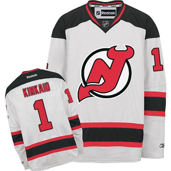 Men's Reebok New Jersey Devils 1 Keith Kinkaid Authentic White Away NHL Jersey