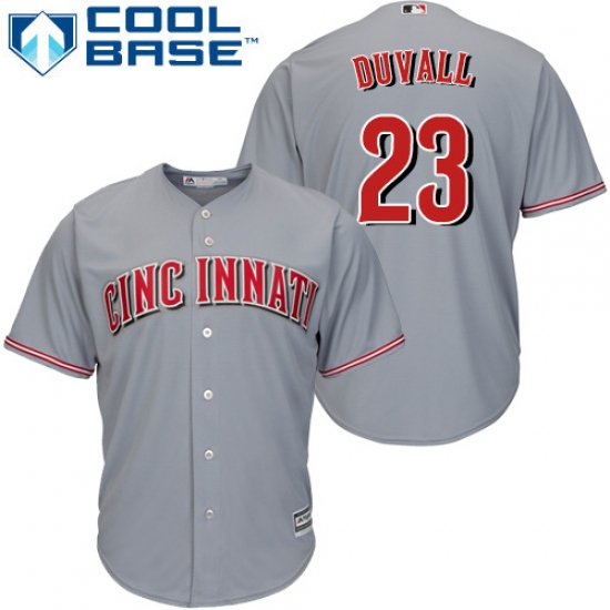 Youth Majestic Cincinnati Reds 23 Adam Duvall Authentic Grey Road Cool Base MLB Jersey