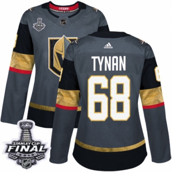 Women's Adidas Vegas Golden Knights 68 T.J. Tynan Authentic Gray Home 2018 Stanley Cup Final NHL Jersey