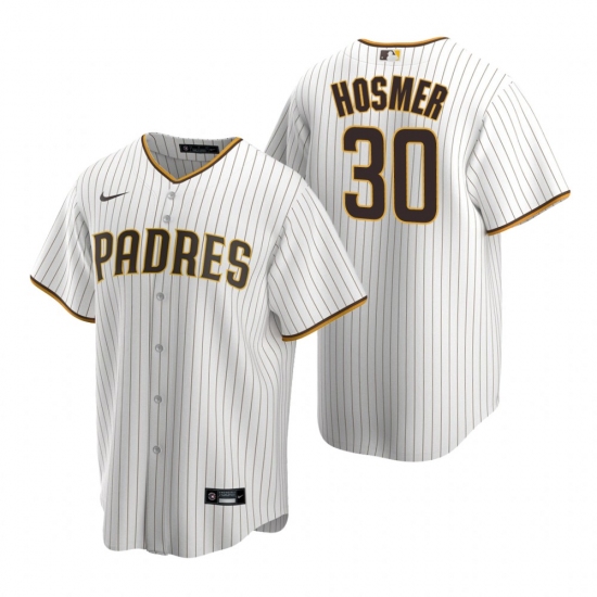 Men's Nike San Diego Padres 30 Eric Hosmer White Brown Home Stitched Baseball Jersey