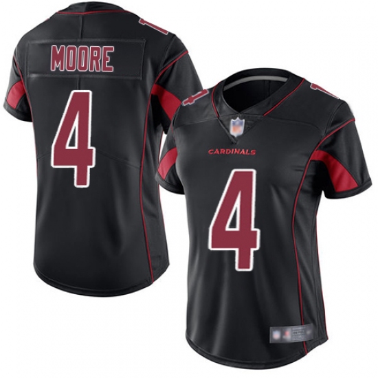 Women's Nike Arizona Cardinals 4 Rondale Moore Black Stitched NFL Limited Rush Jersey