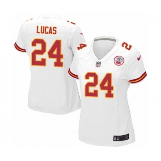 Women's Nike Kansas City Chiefs 24 Jordan Lucas Game White NFL Jersey