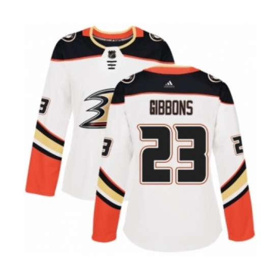 Women's Adidas Anaheim Ducks 23 Brian Gibbons Authentic White Away NHL Jersey