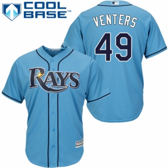 Men's Majestic Tampa Bay Rays 49 Jonny Venters Replica Light Blue Alternate 2 Cool Base MLB Jersey