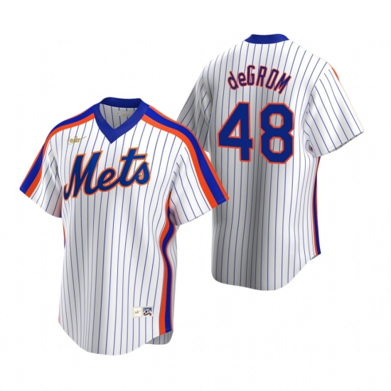 Men's Nike New York Mets 48 Jacob deGrom White Cooperstown Collection Home Stitched Baseball Jersey