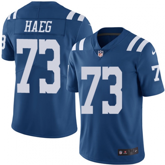 Men's Nike Indianapolis Colts 73 Joe Haeg Limited Royal Blue Rush Vapor Untouchable NFL Jersey