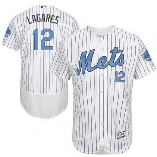 Men's Majestic New York Mets 12 Juan Lagares Authentic White 2016 Father's Day Fashion Flex Base MLB Jersey