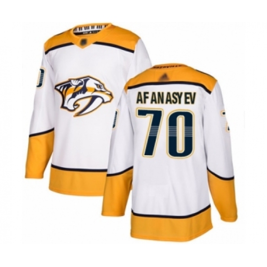 Men's Nashville Predators 70 Egor Afanasyev Authentic White Away Hockey Jersey