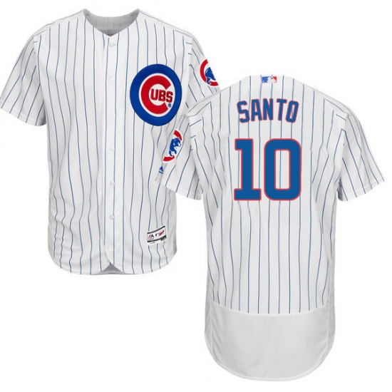 Men's Majestic Chicago Cubs 10 Ron Santo White Home Flex Base Authentic Collection MLB Jersey