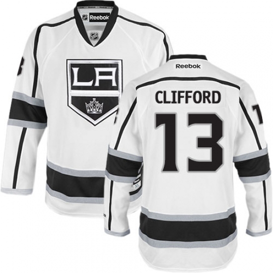 Men's Reebok Los Angeles Kings 13 Kyle Clifford Authentic White Away NHL Jersey