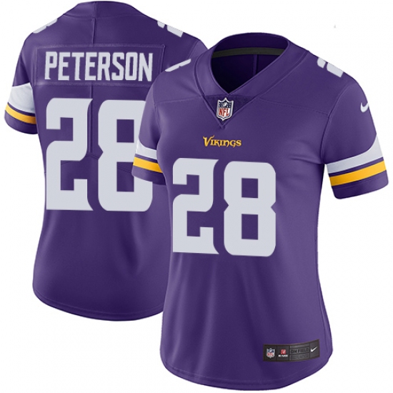 Women's Nike Minnesota Vikings 28 Adrian Peterson Purple Team Color Vapor Untouchable Limited Player NFL Jersey