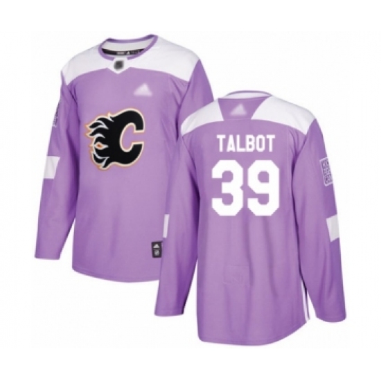 Men's Calgary Flames 39 Cam Talbot Authentic Purple Fights Cancer Practice Hockey Jersey