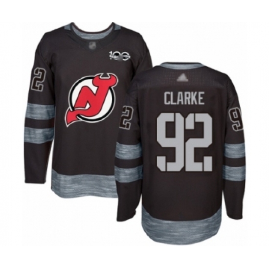 Men's New Jersey Devils 92 Graeme Clarke Authentic Black 1917-2017 100th Anniversary Hockey Jersey